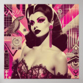 Retrowave pin-up collage poster (Voorkant)