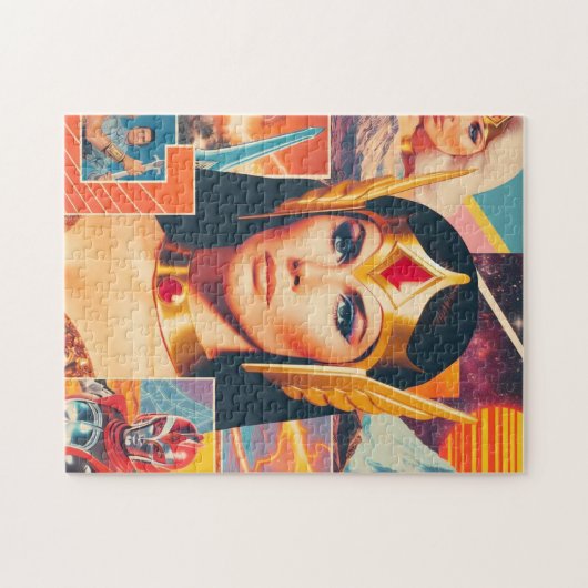 Retrowave Sci-Fi Warrior Woman Legpuzzel (Horizontaal)