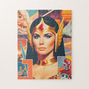 Retrowave Sci-Fi Warrior Woman Legpuzzel