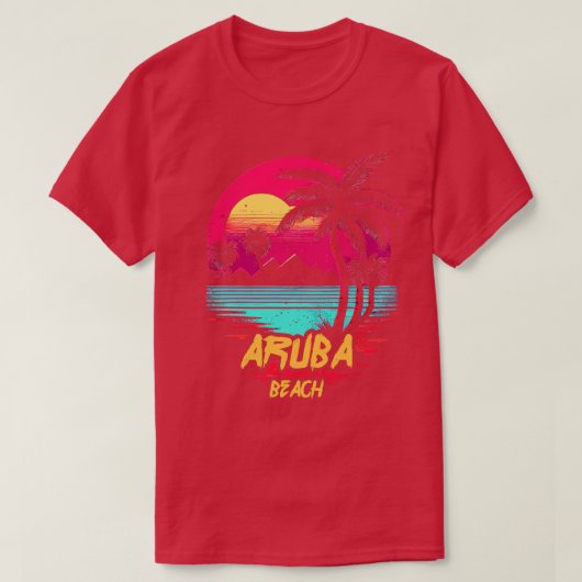 Retrowave Strand Aruba Strand T-shirt (Design voorkant)