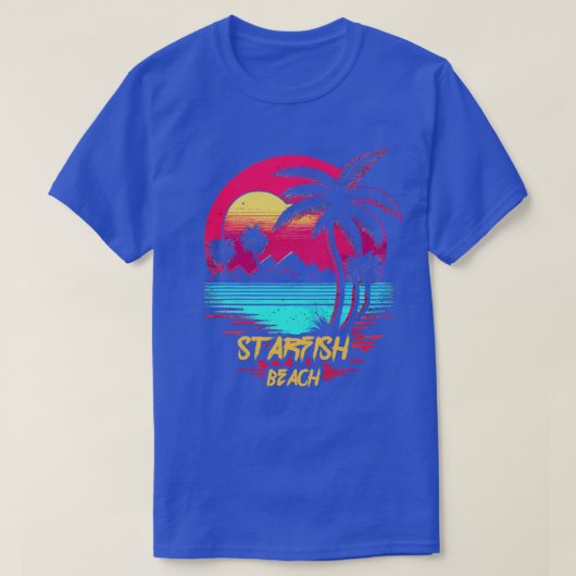 Retrowave Strand Zeesterren Strand T-shirt (Design voorkant)