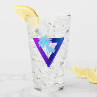 RETROWAVE SYNTHWAVE PALM TREES TRIANGLE GLASS GLAS