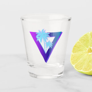 RETROWAVE SYNTHWAVE PALMBOMEN DRIEHOEK SCHOTGELAS SHOT GLAS
