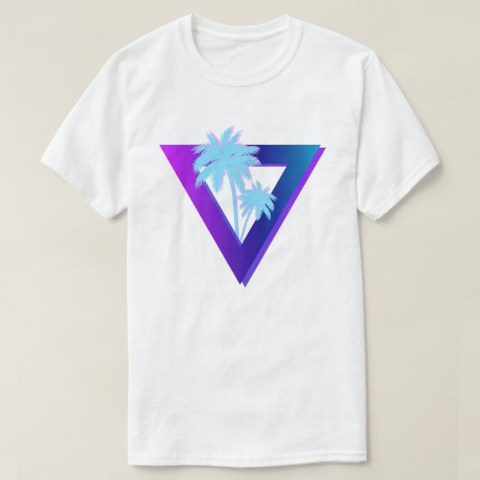 RETROWAVE SYNTHWAVE PALMBOMEN DRIEHOEK T-SHIRT (Design voorkant)