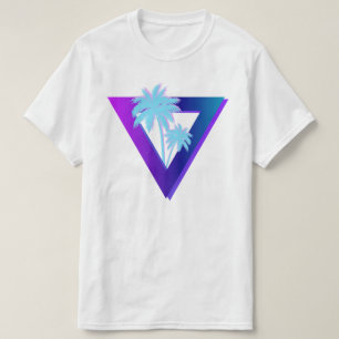 RETROWAVE SYNTHWAVE PALMBOMEN DRIEHOEK T-SHIRT