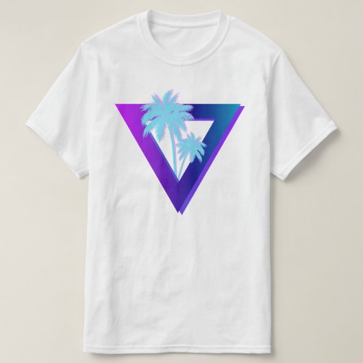 RETROWAVE SYNTHWAVE PALMBOMEN DRIEHOEK T-SHIRT (Design voorkant)