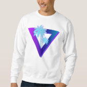 RETROWAVE SYNTHWAVE PALMBOOM TRIANGEL ZWEATSHIRT TRUI (Voorkant)