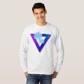 RETROWAVE SYNTHWAVE PALMBOOM TRIANGLE LONGSLEEVE T-SHIRT (Voorkant volledig)