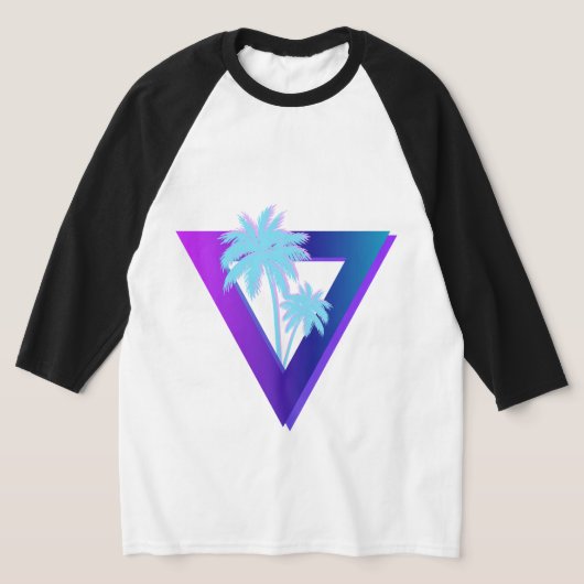 RETROWAVE SYNTHWAVE PALMBOOM TRIANGLE RAGLAN T-SHIRT (Laagn)