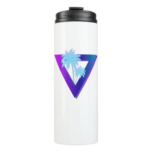 RETROWAVE SYNTHWAVE PALMBOOMDRIEHOEK TUMBLER THERMOSBEKER (Voorkant)