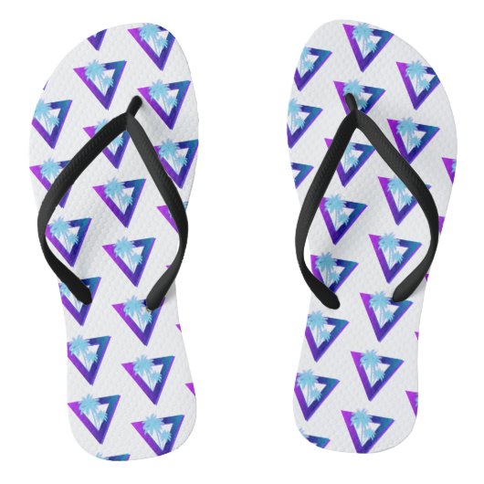 RETROWAVE SYNTHWAVE PALMBOOMEN DRIEHOEK MUILEN TEENSLIPPERS (Voetbed)