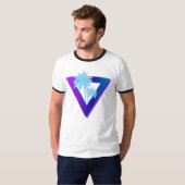 RETROWAVE SYNTHWAVE PALMBOOMEN DRIEHOEK RINGER T-SHIRT (Voorkant volledig)