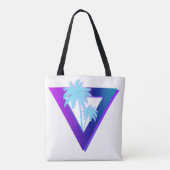 RETROWAVE SYNTHWAVE PALMTREES DRIEHOEK TOTE BAG (Achterkant)