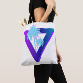 RETROWAVE SYNTHWAVE PALMTREES DRIEHOEK TOTE BAG (Dichtbij)