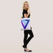 RETROWAVE SYNTHWAVE PALMTREES DRIEHOEK TOTE BAG (Op model)