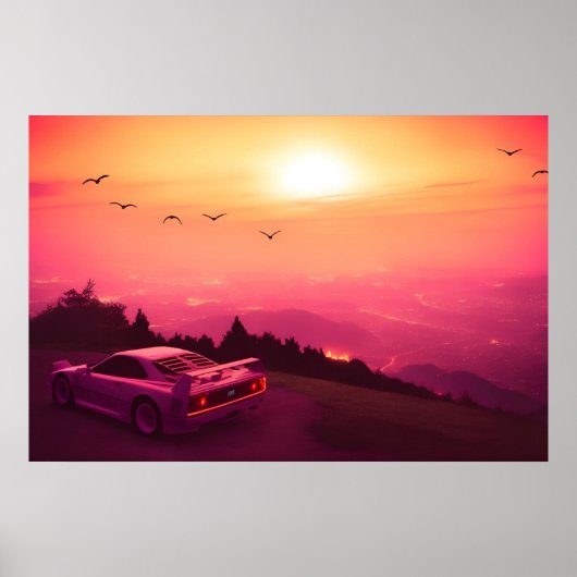 Retrowave & Synthwave Scenery Poster (Voorkant)