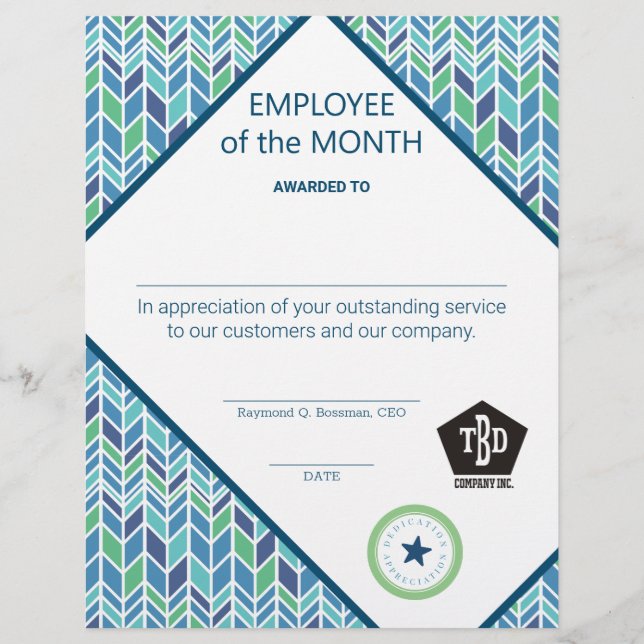 Retrowerknemer van de maandelijkse prijs bij appre (Voorkant)