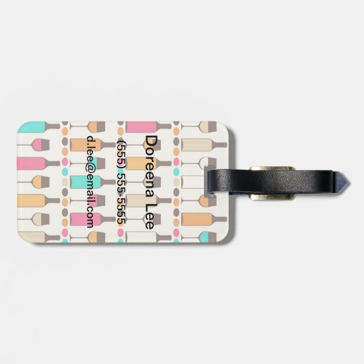 Retrowijnflessen en -glazen bagagelabel (Achterkant horizontaal)