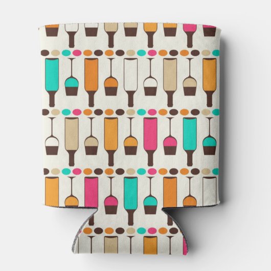 Retrowijnflessen en -glazen blikjeskoeler (Achterkant)