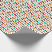 Retrowijnflessen en -glazen cadeaupapier (Hoek)