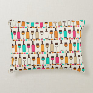 Retrowijnflessen en -glazen decoratief kussen