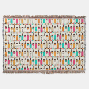 Retrowijnflessen en -glazen deken