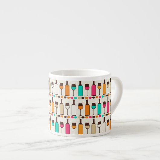 Retrowijnflessen en -glazen espresso kop (Voorkant rechts)