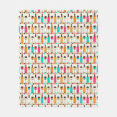 Retrowijnflessen en -glazen fleece deken (Voorkant)