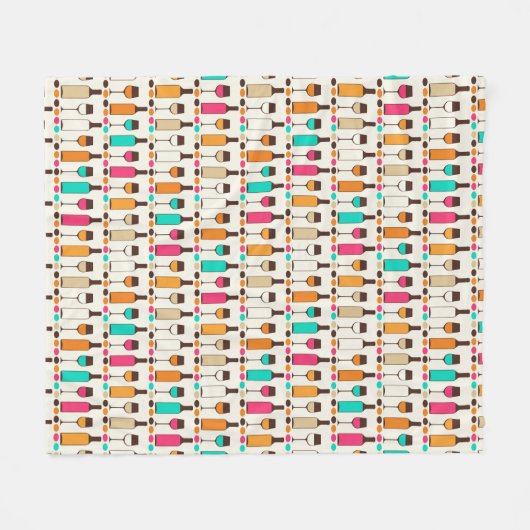 Retrowijnflessen en -glazen fleece deken (Voorkant (Horizontaal))