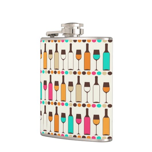 Retrowijnflessen en -glazen heupfles (Links)