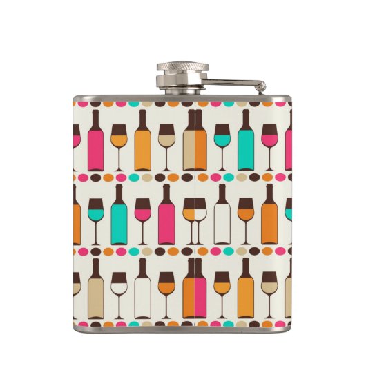 Retrowijnflessen en -glazen heupfles (Achterkant)