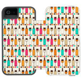 Retrowijnflessen en -glazen incipio iPhone portemonnee hoesje (Agenda Open)