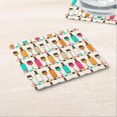 Retrowijnflessen en -glazen kartonnen onderzetters (Schuin)