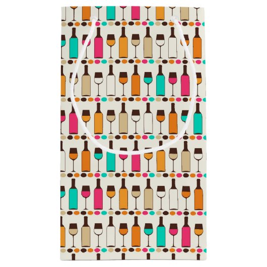 Retrowijnflessen en -glazen klein cadeauzakje (Achterkant)