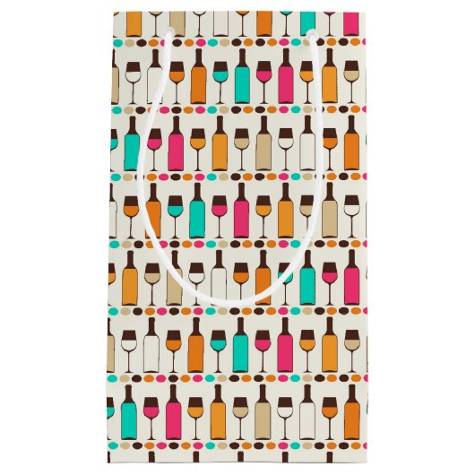 Retrowijnflessen en -glazen klein cadeauzakje (Voorkant)