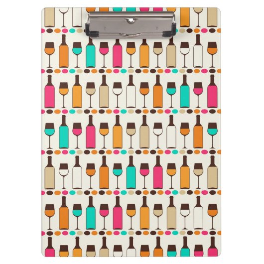 Retrowijnflessen en -glazen klembord (Voorkant)