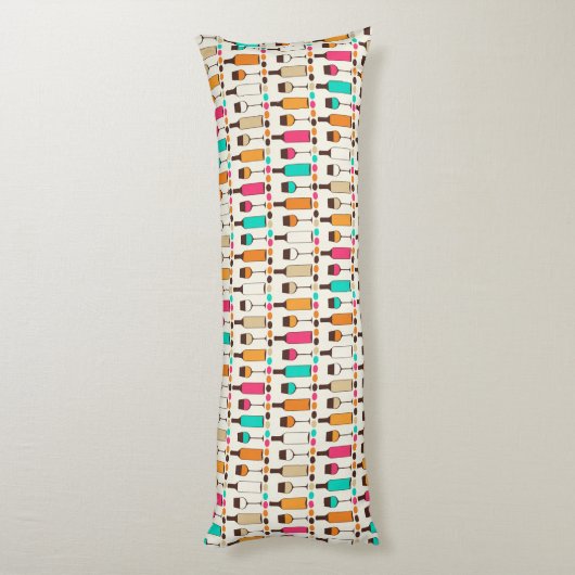 Retrowijnflessen en -glazen lichaamskussen (Achterkant (Verticaal))