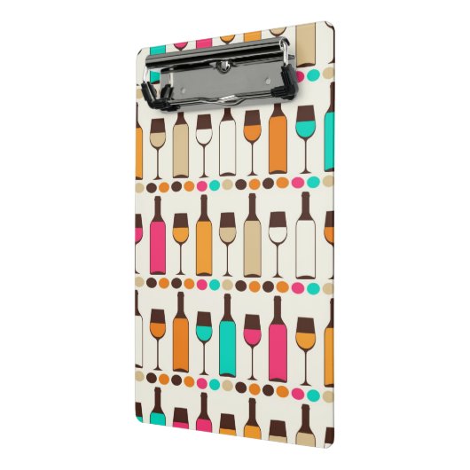 Retrowijnflessen en -glazen mini klembord (Angled2)