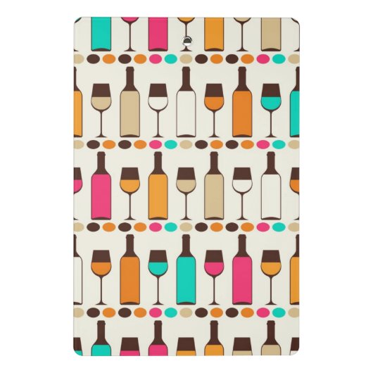 Retrowijnflessen en -glazen mini klembord (Achterkant)