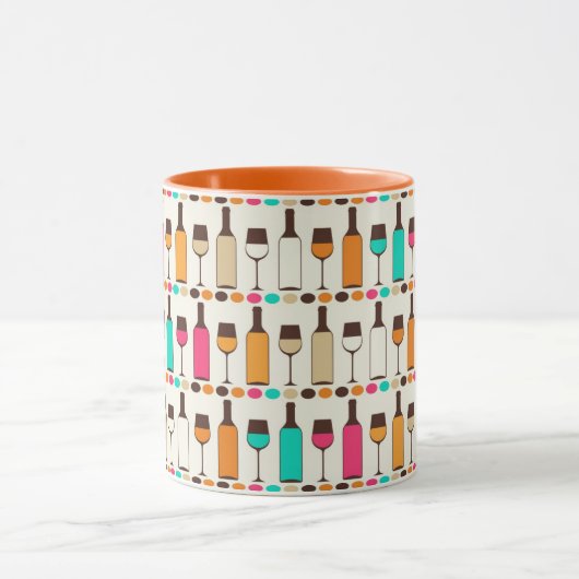 Retrowijnflessen en -glazen mok (Midden)