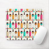 Retrowijnflessen en -glazen muismat (Met muis)