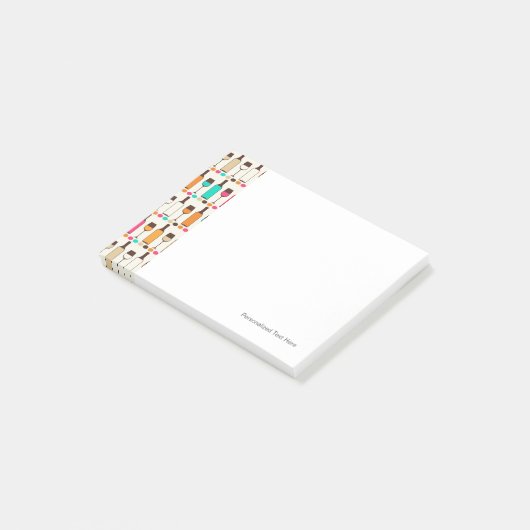 Retrowijnflessen en -glazen post-it® notes (Schuin)