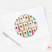 Retrowijnflessen en -glazen ronde sticker (Envelop)