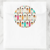 Retrowijnflessen en -glazen ronde sticker (Tas)