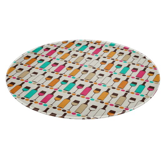 Retrowijnflessen en -glazen snijplank (Hoek)