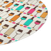 Retrowijnflessen en -glazen snijplank (Hoek)