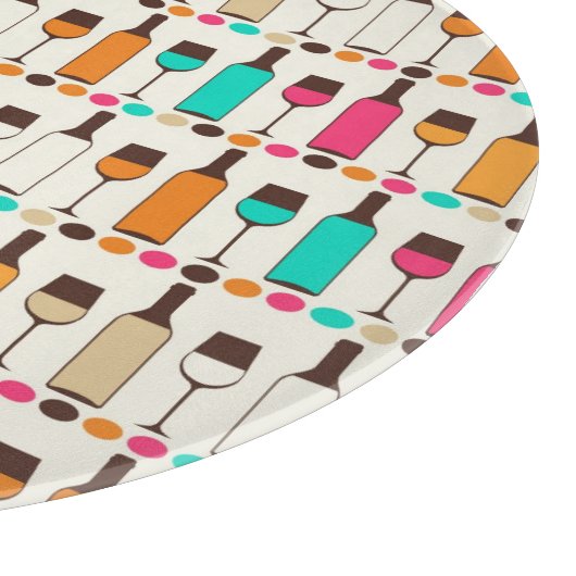 Retrowijnflessen en -glazen snijplank (Hoek)