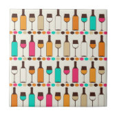 Retrowijnflessen en -glazen tegeltje (Voorkant)