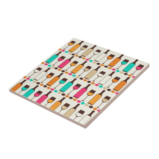 Retrowijnflessen en -glazen tegeltje (Zijkant)