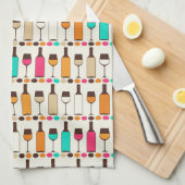 Retrowijnflessen en -glazen theedoek (Quarter Fold)